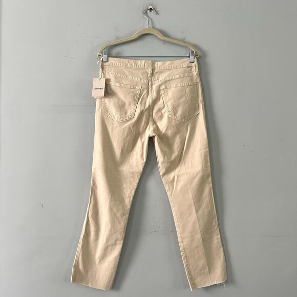NWT Mother High Waisted Rascal Ankle Fray Chalk It Up Ivory Jeans - Picture 3 of 8